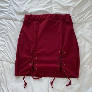 PrettyLittleThing Burgundy Skirt